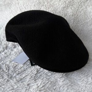 Kangol Black Wool Cap with Gold Logo